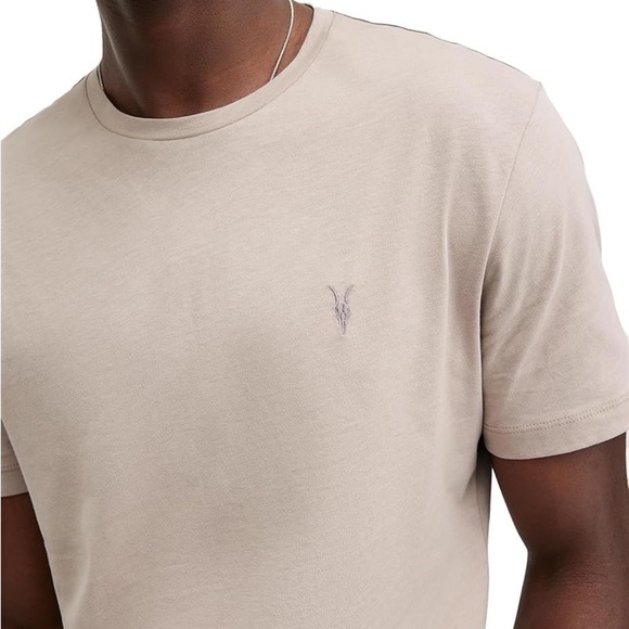 All Saints Crew Neck Ramskull Embroidered T-Shirt, Mauve size Medium - Picture 1 of 5